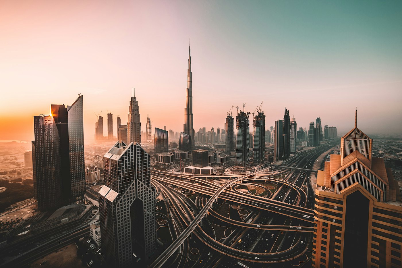 Dubai skyline and modern architecture at twilight